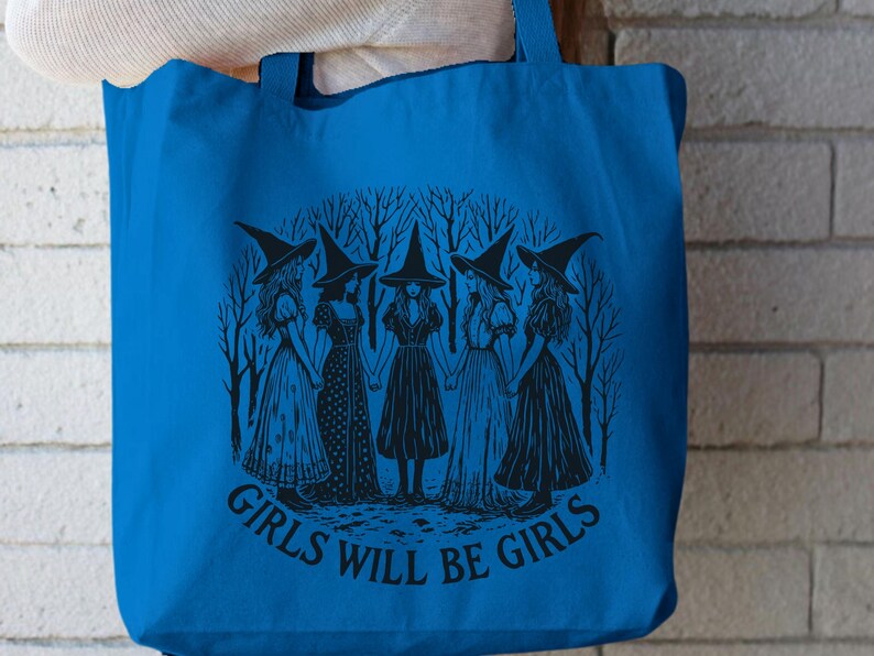 Vintage Witch Tote Bag: Girls Will Be Girls, Feminist Gift image 4