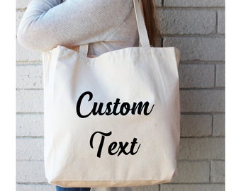 Personalized Cotton Tote Bag, Custom Text, Bridesmaid Gift