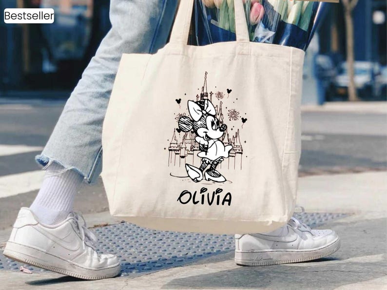 Personalized Retro Minnie Mouse Tote Bag, Disney Trip Bag image 6