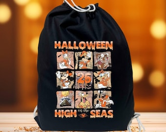 Disney Cruise Halloween on the High Seas Mickey Cotton Drawstring Backpack Cinch Bag