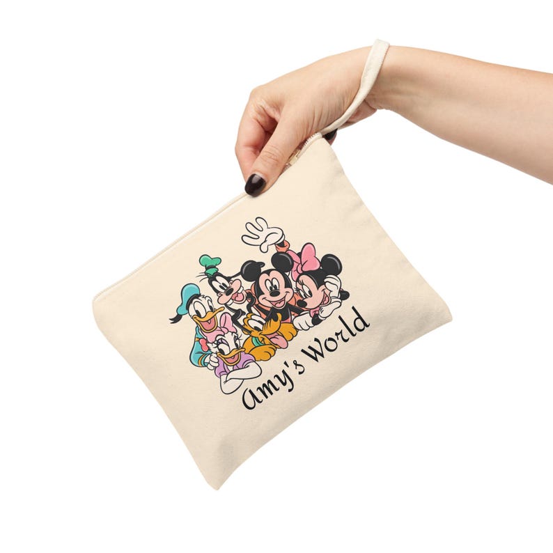 Aangepaste Mickey Mouse-tas, gepersonaliseerde kinderportemonnee, Minnie & Friends-accessoiretas, portemonnee Disneyland Trip-munten, Disney-make-uptas afbeelding 4