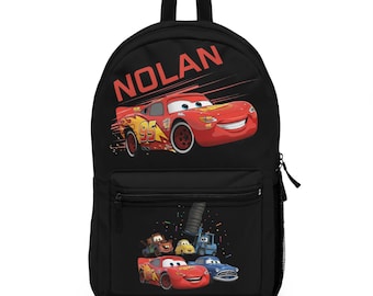 Personalized Lightning McQueen Backpack, Kids School Bag, Custom Name Bag, Automotive Theme, Birthday Gift, Disney Fans