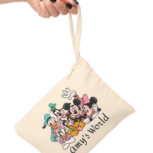 Aangepaste Mickey Mouse-tas, gepersonaliseerde kinderportemonnee, Minnie & Friends-accessoiretas, portemonnee Disneyland Trip-munten, Disney-make-uptas afbeelding 3