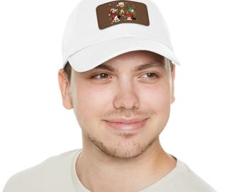 Disney Xmas Hats with Leather Patch, Mickey Friends Christmas Cap, Disneyworld Cap, Disneyland Gift Hat, Disney trip cap, Disney Squad Hat