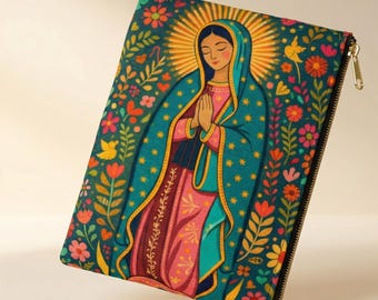 Our Lady of Guadalupe Makeup Bag Virgin Mary Accessory Pouch La Virgen de Guadalupe Gift Catholic Saint Zipper Pouch Religious Travel Bag