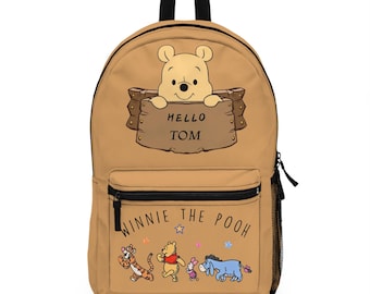 Custom Retro Winnie The Pooh Backpack, Customized Pooh School Bag, Disney  Pooh Bear Bag, Personalized Pooh And Friends Bag, Kids Backpack