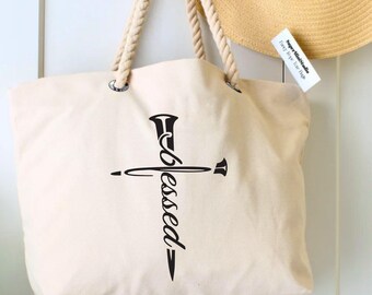 Christian Tote Bag, Bible Tote Bag for Women, Blessed Tote Bag, Grateful Tote Bag, Bible Verse Canvas Tote Bag, Blessed Canvas Tote Bag