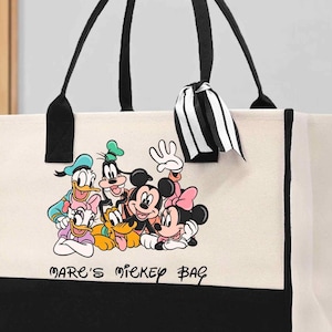 Custom Disney Characters Bag, Personalized Name Tote with Mickey and Friends, Disney Vacation Tote, Disney Travel Bag, Gift for Disney Lover