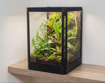 Bio-Pod Max Terrarium: Hoppande spindelterrarium med 3D-bakgrund och USB-ljus