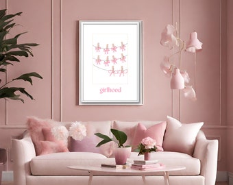 Coquette room decor, coquette wall art, Coquette Aesthetic, Coquette Room Decor, Vintage Pink Bow Poster, Handmade wall art, Room Decor