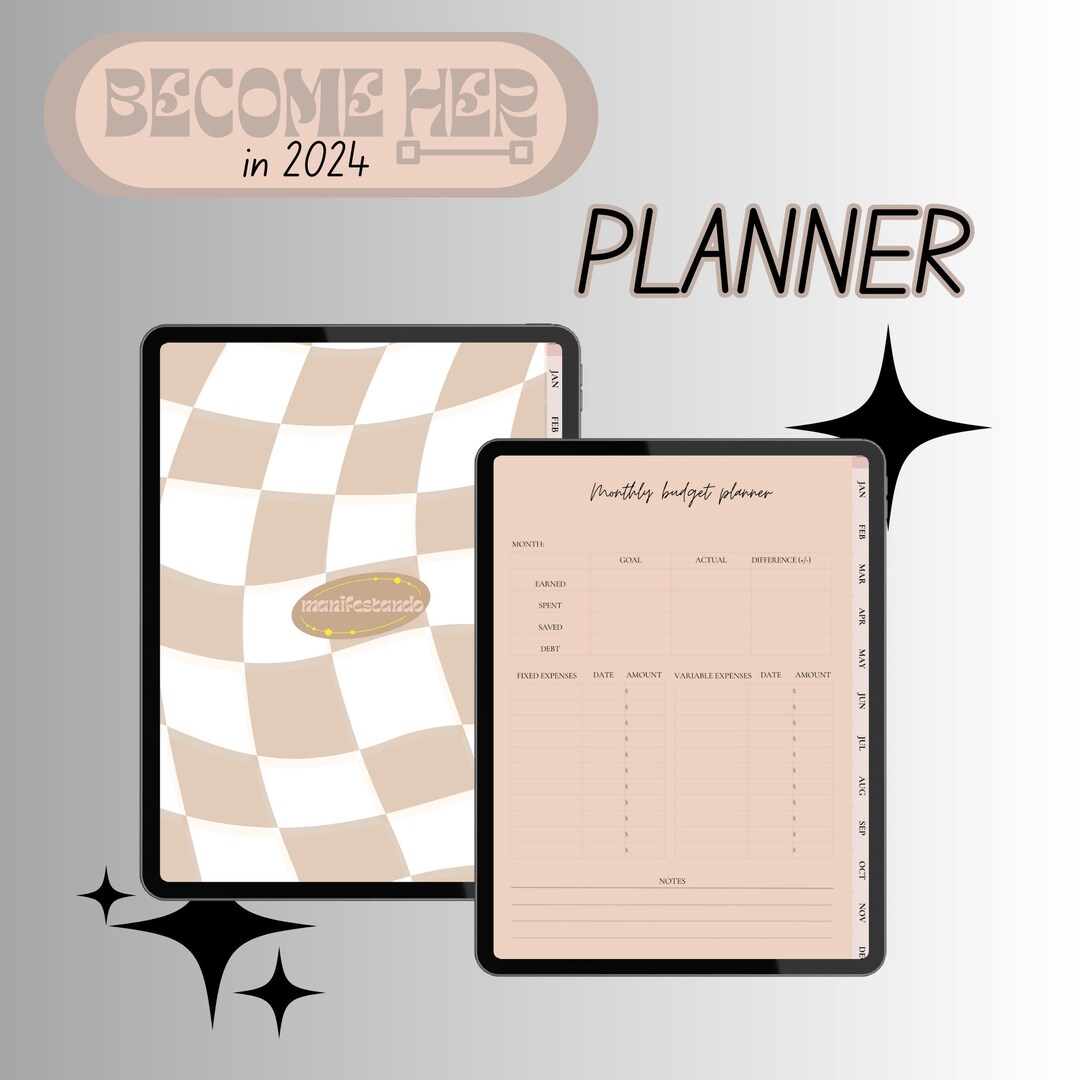 That Girl Digital Planner 2024 | Vision Board | Period Tracker ...