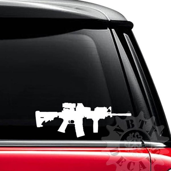 AR-15 M16 Assault Rifle Gun 2nd Amendment Custom Vinyl Sticker Decal For Car Truck Motorcycle Bumper Window Laptop Tablet Room Wall Decor