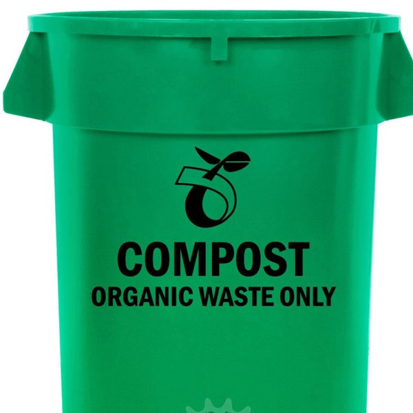 Compost Organic Waste Only Recycle Trash Can Bin Custom Vinyl Sticker Decal For Car Truck Motorcycle Bumper Window Laptop Tablet Room Wall