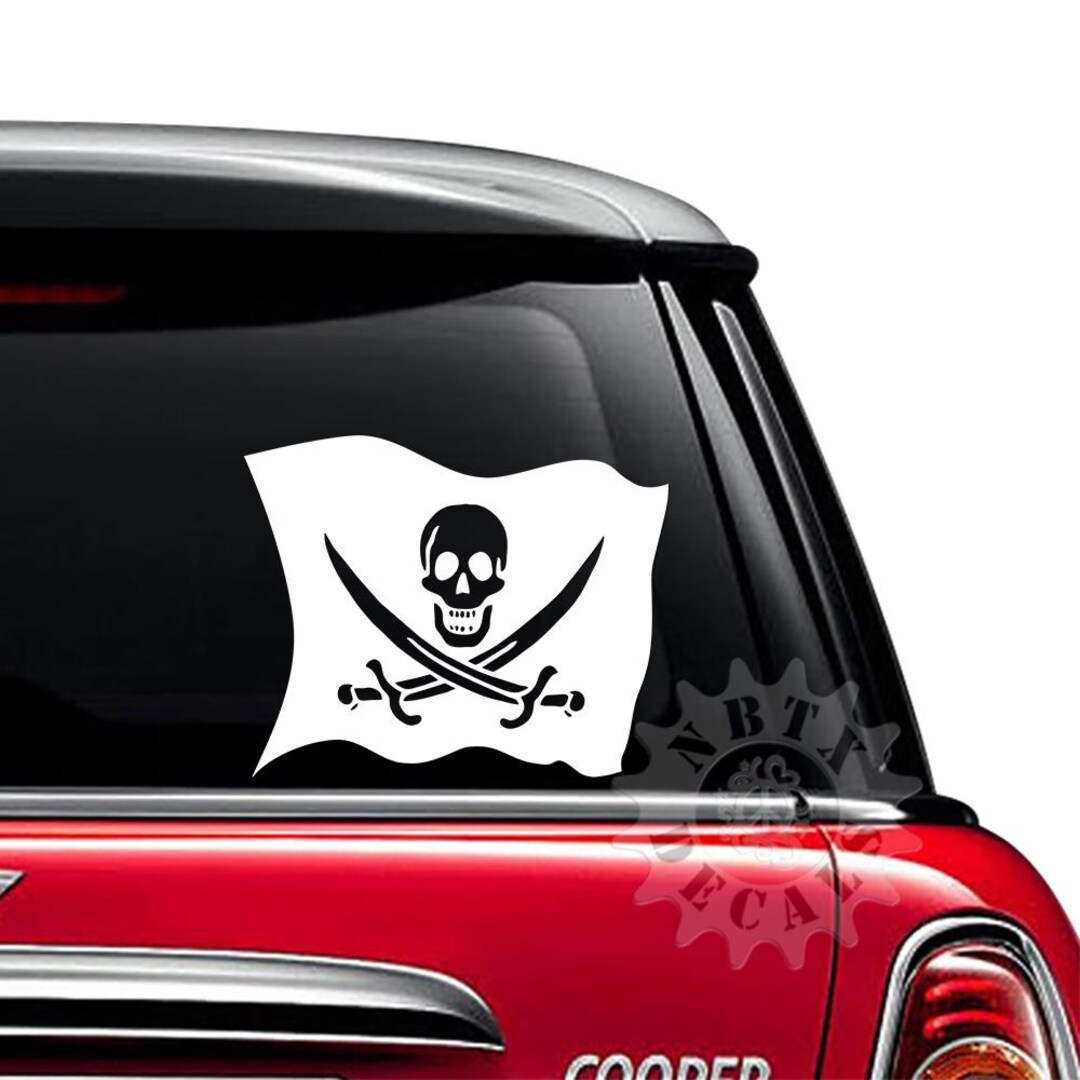 Death Skull Crossed Swords Jolly Roger Pirate Flag Custom Vinyl Sticker ...
