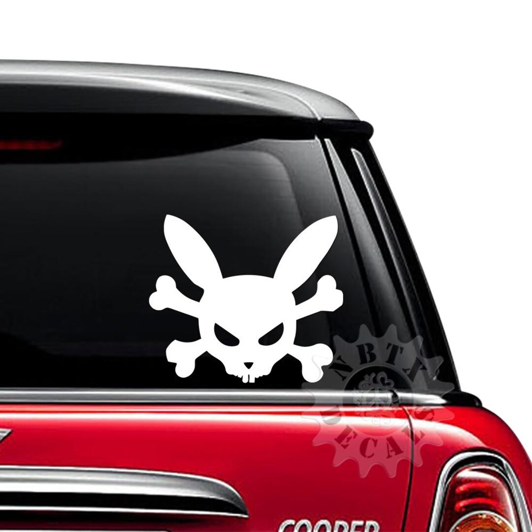 Evil Bunny Death Skull Crossbones Rabbit Custom Vinyl Sticker Decal for ...