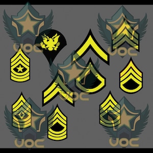 US Army Enlisted Ranks .svg. png Digital Files