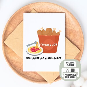 You Make Me A Jolli-Bee Wydrukuj Kartkę, Jollibee Fried Chicken And Spaghetti Chicken Joy Rocznica Kartka Życzeń, Filipińska Karta Kocham Cię