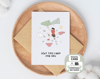 Printable Card Rock Climbing Themed Card, Bouldering Birthday Card, Top-rope gift for athletes, Climber Greeting card, Lead Climbing Joke