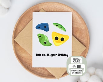 Printable Card Rock Climbing Themed Card, Bouldering Birthday Card, Top-rope gift for athletes, Climber Greeting card, Lead Climbing Joke