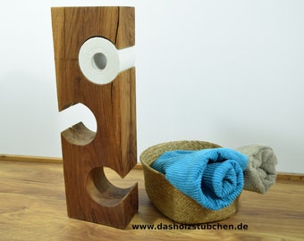 Toilet paper holder made of antique oak wood 18th century "handmade". Bathroom accessories Toilet roll holder Toilet paper stand