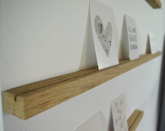 Solid wood picture rail - oak photo rail - modern design with concealed hanging mechanism - elegant and timeless wall decoration - gifts