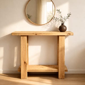 Konsolentisch schmal Eiche massiv – Flurtisch Holz modern – Eingangstisch schmal, Konsolentisch massivholz, Design Konsolentisch handgemacht