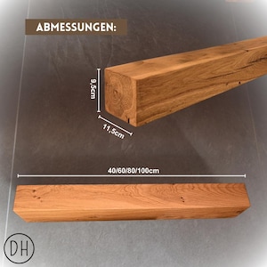 Wandregal eiche – Wandregal holz aus massiver Eiche – Eiche massiv Regal schwebend – Rustikales Wandboard Holz – Handgefertigtes Regal immagine 8