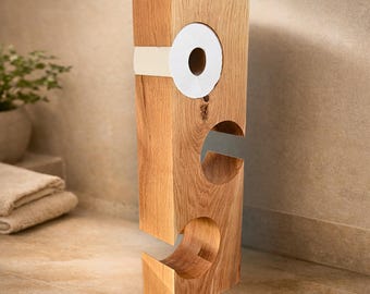 Toilettenpapierhalter Holz stehend – Toilettenpapierhalter Eiche, WC Papierhalter stehend freistehend, Holz Toilettenpapierhalter modern Bad