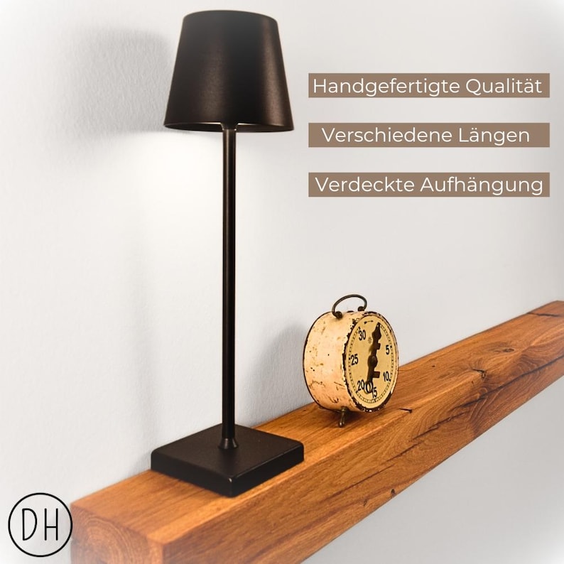 Wandregal eiche – Wandregal holz aus massiver Eiche – Eiche massiv Regal schwebend – Rustikales Wandboard Holz – Handgefertigtes Regal immagine 2
