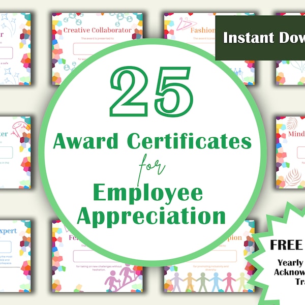 Employee Appreciation Award Certificates for Employee Appreciation Day | Gifts for Employee Appreciation Ideas | Printable Awards for Work