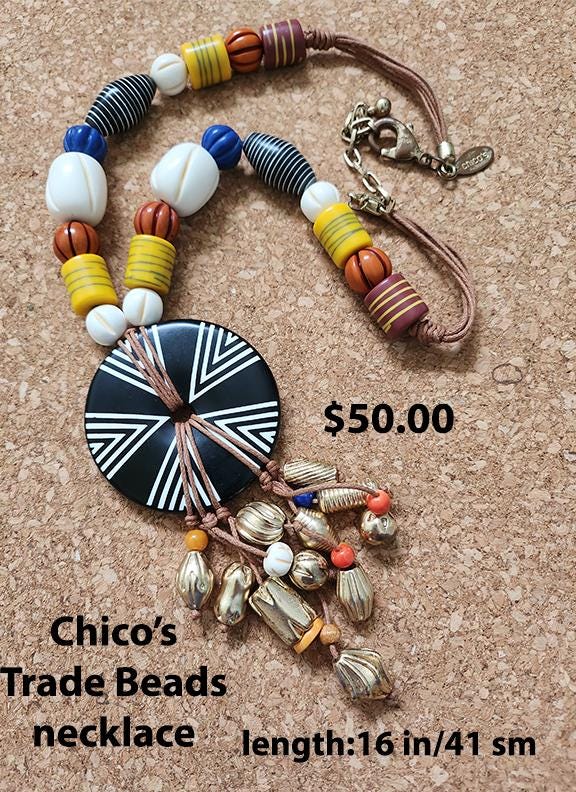 Vintage Chico's Trade Beads Necklace.