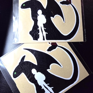 HTTYD How to train your dragon Hiccup and Toothless decal bumper sticker