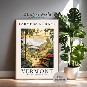 Vermont - Farmers Market, Digital Print, Digital Poster, Digital Download, Printable Art, Digital Wall Art Commerical Use