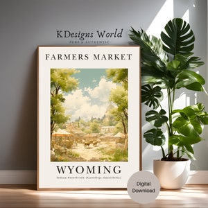 Wyoming - Farmers Market, Digital Print, Digital Poster, Digital Download, Printable Art, Digital Wall Art Commerical Use