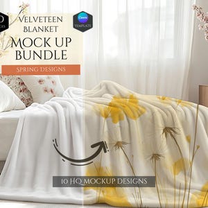 Samtdecke Mockup Bundle - Frühlingssaison Mockups - 10 Mockup Designs - anpassbares Frühlingsdekor - Dekoration Mockups - Canva Vorlage