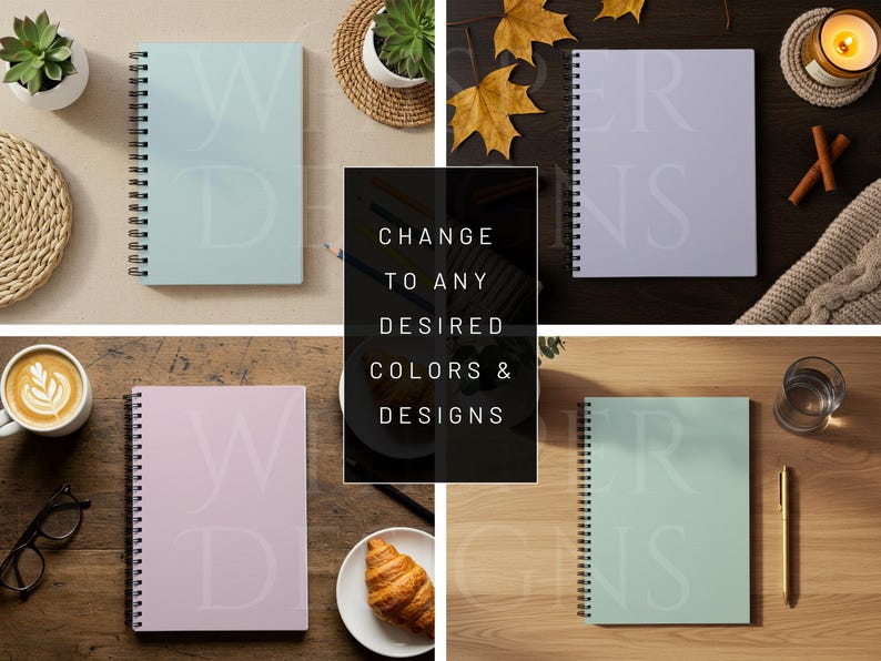 Spiral Notebook Mockup Bundle -10 Personal Growth Design Mockups ...