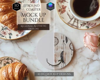 Rund underläggsmodellpaket - 10 regionala estetiska designmodeller - Anpassningsbar heminredning - HQ-modeller - Dekorationsmodeller - Canva-mall