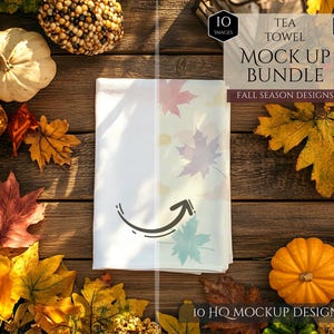 Tea Towel Mockup Bundle -Fall Season Designs -10 HQ Mockups -Kitchen Towel Mockups -Customizable Fall Designs -Canva Template -Napkin Mockup