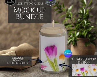 13.75 Oz Scented Candle Mockup Bundle -Zen Self Care Design -25 HQ Designs -Canva Drag and Drop Candle Template -Spa Jar Mockup -Digital