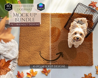 Doormat Mockup Bundle -10 Pet Friendly Mockup Designs -Customizable Doormat Home Decor -HQ Doormat Mockups -Decoration Mockup-Canva Template