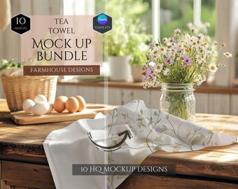 Geschirrtuch Mockup Bundle -Bauernhaus Geschirrtuch Mockups -10 Handtuch Mockup Designs -Küchentuch Mockup -Canva Vorlage -Baumwollgeschirr