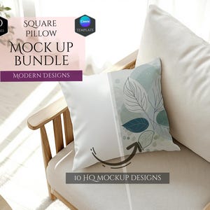 Lot de maquette de coussin carré - décoration d'intérieur moderne - 10 modèles de maquette - décoration de salon personnalisable - maquette de taie d'oreiller HQ - modèle de toile
