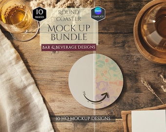 Bunt med runda underläggsmodeller - 10 bar- och dryckesmodeller - Anpassningsbar bardekor - HQ-modeller - Dekorationsmodeller - Canva-mall