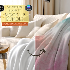 Velveteen Blanket Mockup Bundle -Home Decor Mockups -10 Mockup Designs -Customizable Home Decor -Decoration Mockups -Canva Template