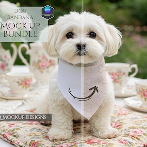 Dog Bandana Mockup Bundle -Pet Collar Mockups -10 Mockup Designs -Pet Scarf Mockups -Dog Bandana Collar -Canva Template - HQ Mockups