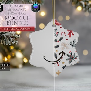 Snowflake Ceramic Ornament Mockups -Christmas Mockup Bundle -10 Mockup Design -Customizable Holiday Decor -Festive Mockup -Decoration Mockup