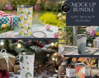 20 Oz Tumbler Mockup Bundle - 20 Gift Mockup Designs - Canva Drag and Drop Tumbler Mockup Template - High Quality Digital Mockups