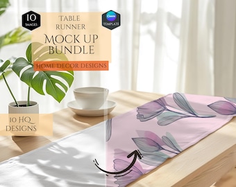 Table Runner Mockup Bundle -Home Decor Mockups -10 Mockup Designs -Customizable Home Decor -HQ Mockups -Decoration Mockups -Canva Template