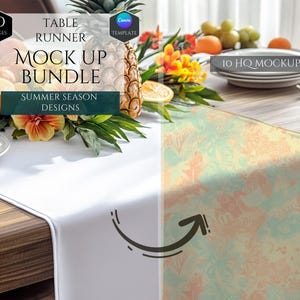 Table Runner Mockup Bundle -Summer Season Mockups -10 Mockup Designs -Customizable Summer Decor Design -HQ Decoration Mockup -Canva Template