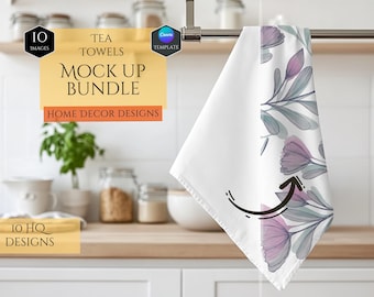 Geschirrtuch Mockup Bundle -Wohnkultur Mockups -10 Mockup Designs -Küche Handtuch Mockups -Anpassbare Wohnkultur -Canva Vorlage -Handtuch Mockup